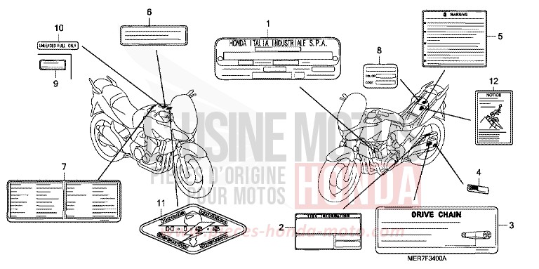 ETIQUETTE DE PRECAUTIONS de CBF600N ABS FORCE SILVER METALLIC (NH411D) de 2006